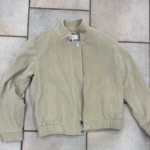 Reiss Beige Corduroy Bomber Jacket